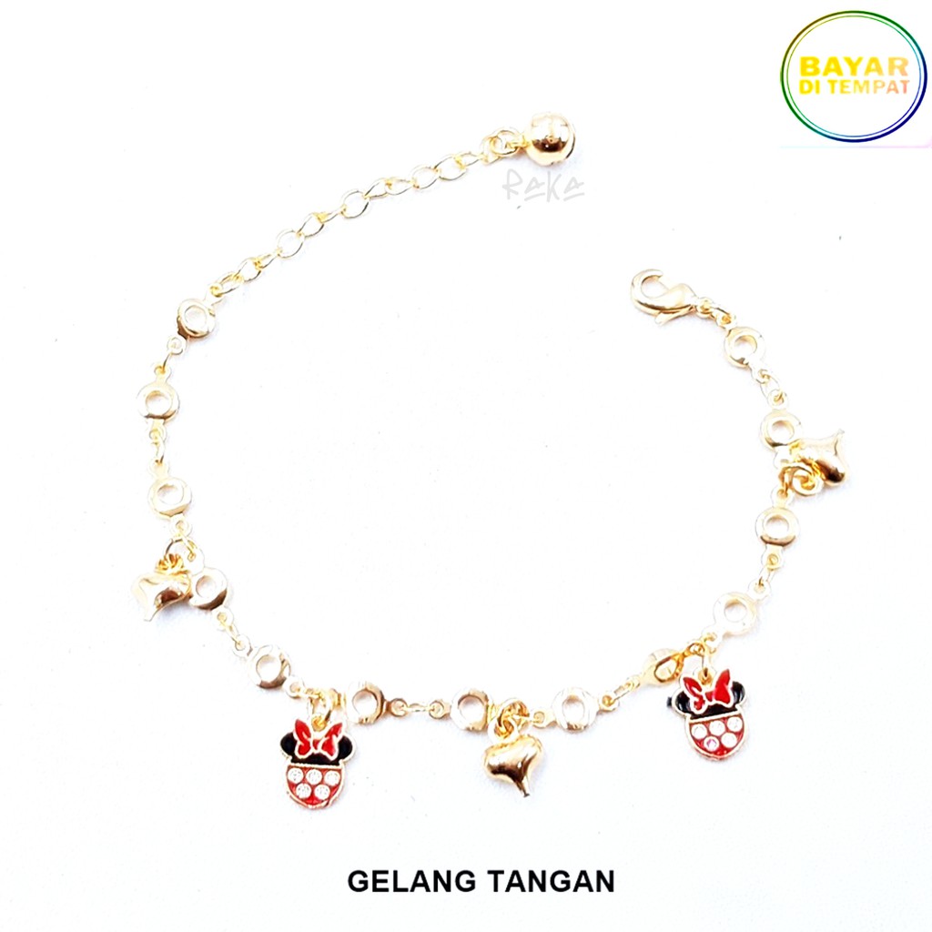 Raka Acc - Gelang Tangan Minnie Mouse Merah Xuping Gold &amp; Silver Perhiasan Lapis Emas 18k 177