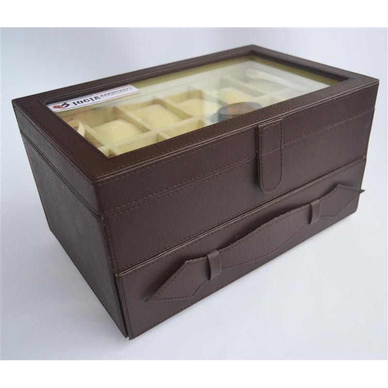 Brown Cream Kotak Tempat Jam Tangan Isi12 Laci Perhiasan / Watch Box