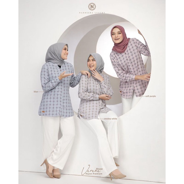 VERENA TARTAN BLOUSE//NADHERA LUXURY//BLOUSE DEWASA//BLOUSE NADHERA//BLOUSE TERBARU//BLOUSE TERLARIS