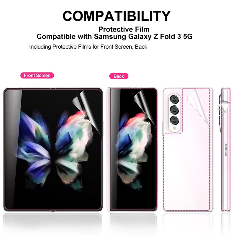 Pelindung Layar Samsung Galaxy Z Fold 3 paket 4 in 1 bahan hydrogel