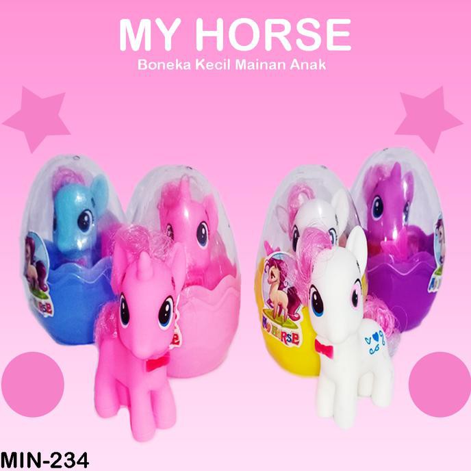 Mainan anak perempuan boneka kecil my horse karakter little pony telur lucu warna warni sisir kaca