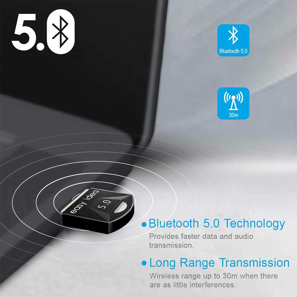 (1005 BARANG ORI) EASYIDEA Bluetooth 5.0 Receiver USB Dongle Adapter - BA100401