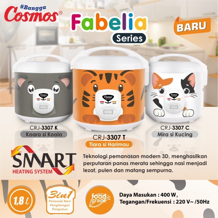 Rice Cooker Cosmos CRJ 3307 Cat Koala Harimau 1,8 L Magic Com Cosmos Penanak Nasi Cosmos Kucing Tiger 3307