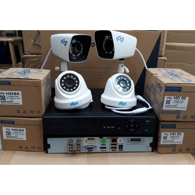 Paket kamera cctv 4ch 5mp edge 2560p ultra hd 4k komplit tgl pasang