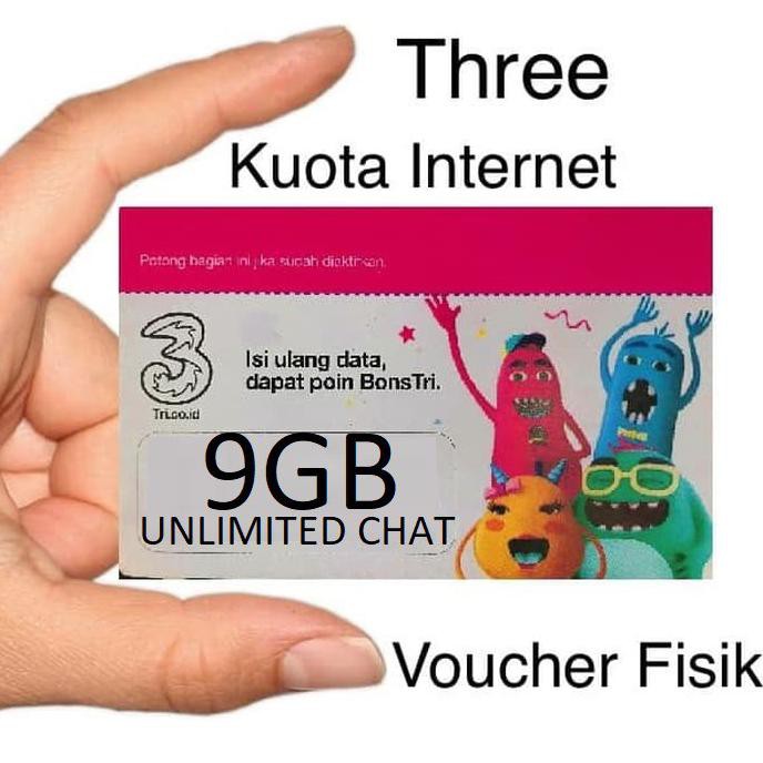 Jual Tri voucher 9GB VPM3 Unlimited YOUTUBE AON 3GB Murah