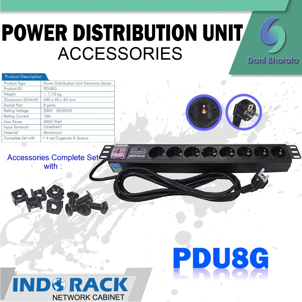 Indorack Aksesoris Power Distribution Unit 8 Outlet