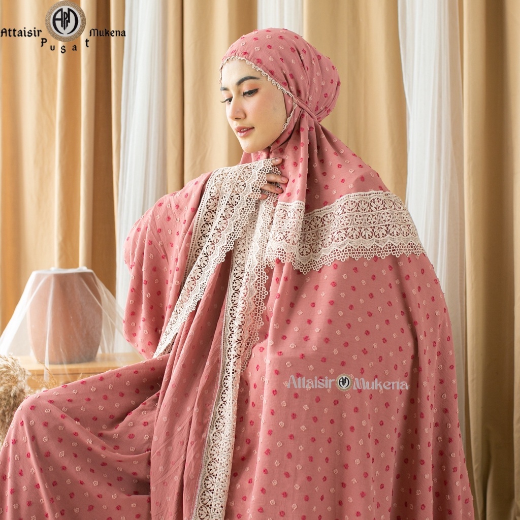 Apm Mukena - Mukena Crinkle Airflow Dot Dewasa Elegant Mewah Renda Premium Cantik