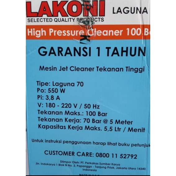 lakoni laguna 70 jet cleaner mesin semprot cuci motor mobil laguna70