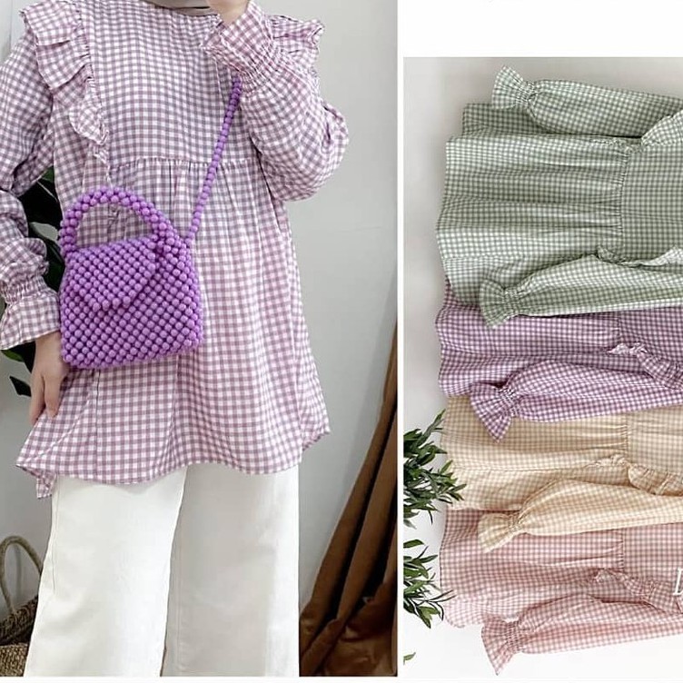 [ARFA STYLE] NOE BLOUSE - Atasan Wanita Motif Kotak Model Terbaru 2021 - MURAH/Bisa COD-1