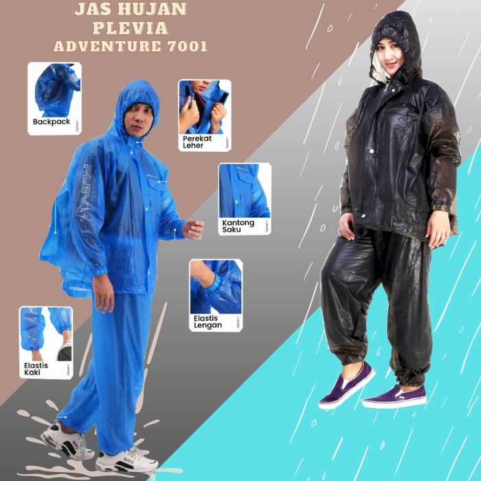 Mantel Hujan Setelan Jas Hujan Jaket Celana Dewasa Plevia BackPack ADVENTURE 7001 - Raincoat Mantel Hujan Baju Celana Modis Kuat Keren