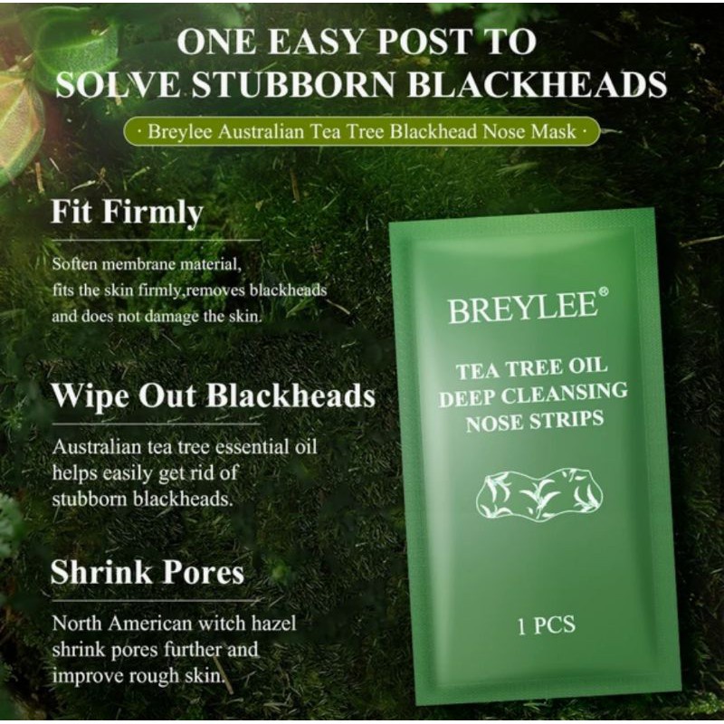 BREYLEE NOSE STRIP TEA TREE ISI 1 STRIP BPOM