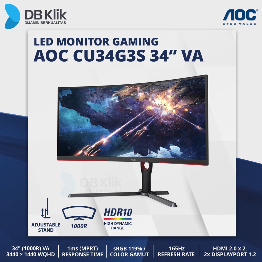 LED Monitor Gaming AOC CU34G3S 34&quot; 165Hz WQHD HDMI DP - AOC CU34G3S