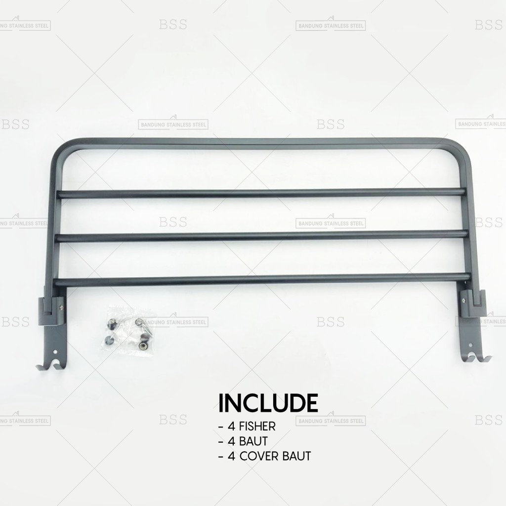 SUS304 Rak Handuk 4 Baris 56cm Stainless Hitam Doff Towel Rack Silver Kamar Mandi Gantung Anti Karat