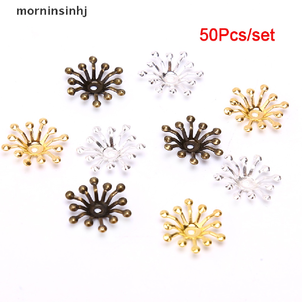 50pcs / set Konektor Bunga Mornin Vintage Bahan Metal Untuk Membuat Perhiasan Diy