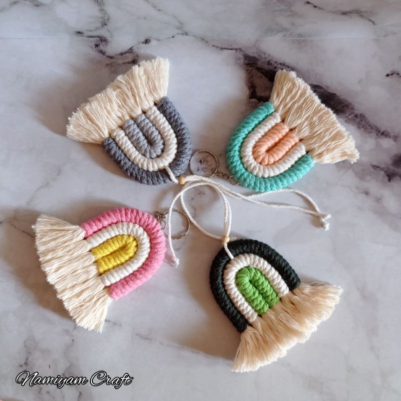 Boho Macrame | Gantungan Pelangi | Souvenir Gantungan Kunci Macrame