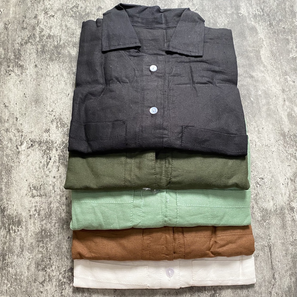 KEMEJA CROP LINEN OVERSIZE POCKET - OVERSIZE SHIRT LINEN 1KG 6 PCS