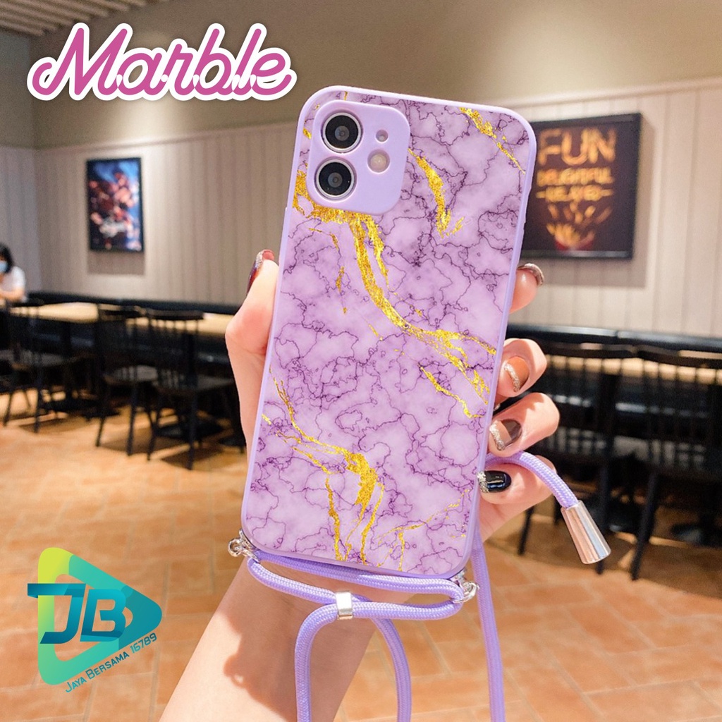 SOFTCASE SILIKON SLINGCASE TALI LANYARD STRAP PHONE MACARON PELINDUNG KAMERA MARBLE OPPO VIVO SAMSUNG XIAOMI REALME IPHONE ALL TYPE JB5468