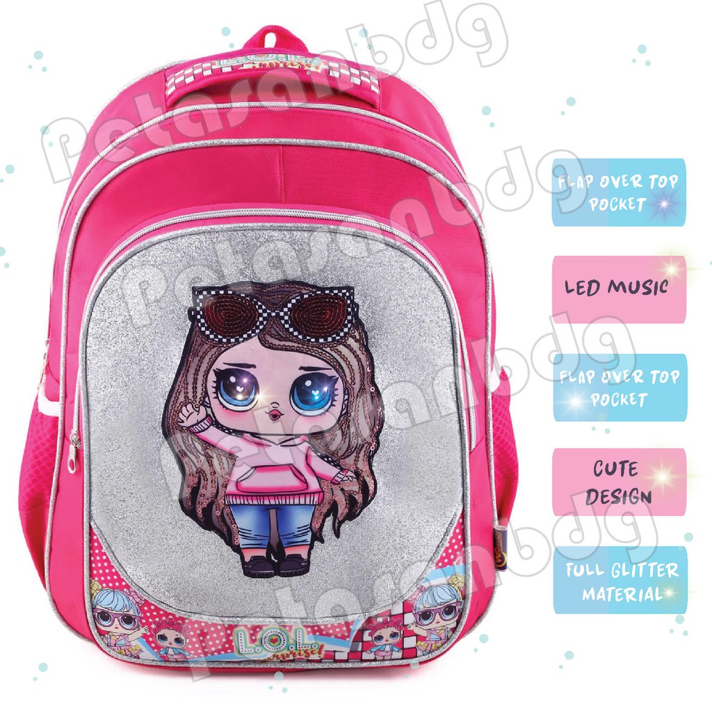 PTS - Ransel Sekolah Anak SD Perempuan Karakter LOL SURPRISE - Ransel Glitter LED MUSIC - SAY HI