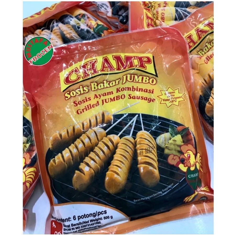 

Sosis Ayam Jumbo Bakar Champ Sausages Besar 500 Gr