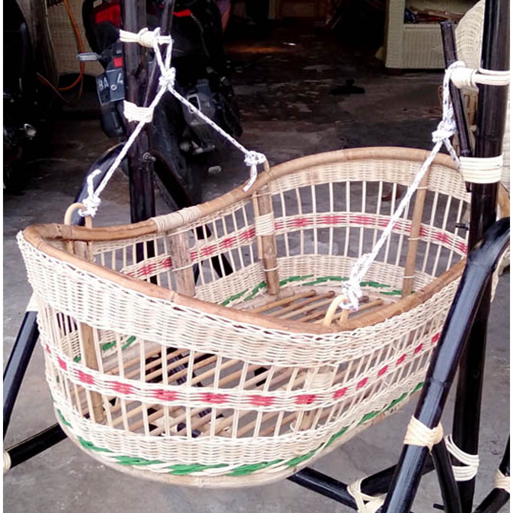Keranjang ayunan bayi tanpa tiang / box bayi rotan asli / ayunan gantungan tali/ Jumbo