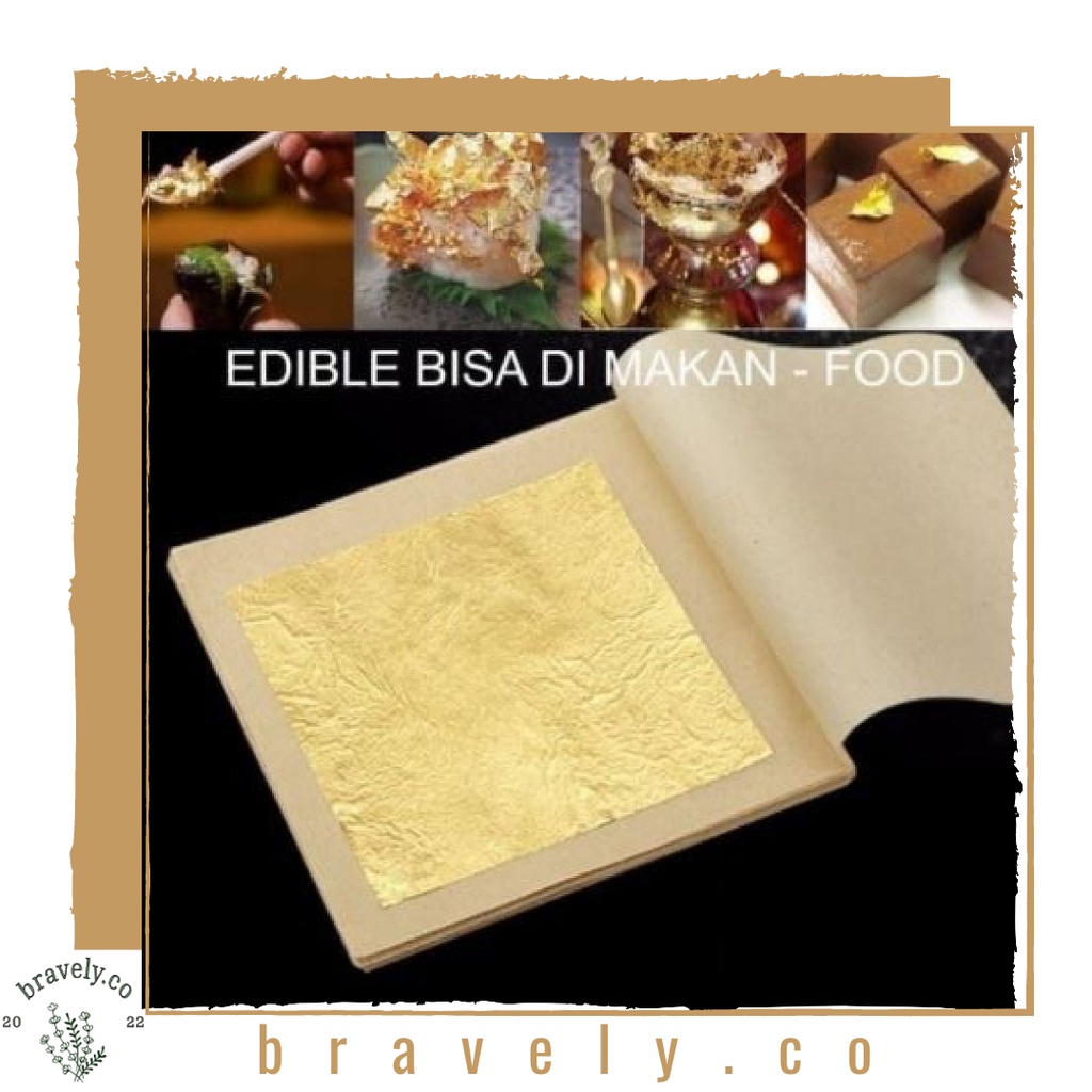 

10pcs Hiasan Makanan Emas Edible 24k Bisa Aman Dimakan | Lembaran Emas | Gold | Leaf Sheet | Hiasan Kue | Mewah | Cake | Ice Cream | Food Grade | Genehelbshop