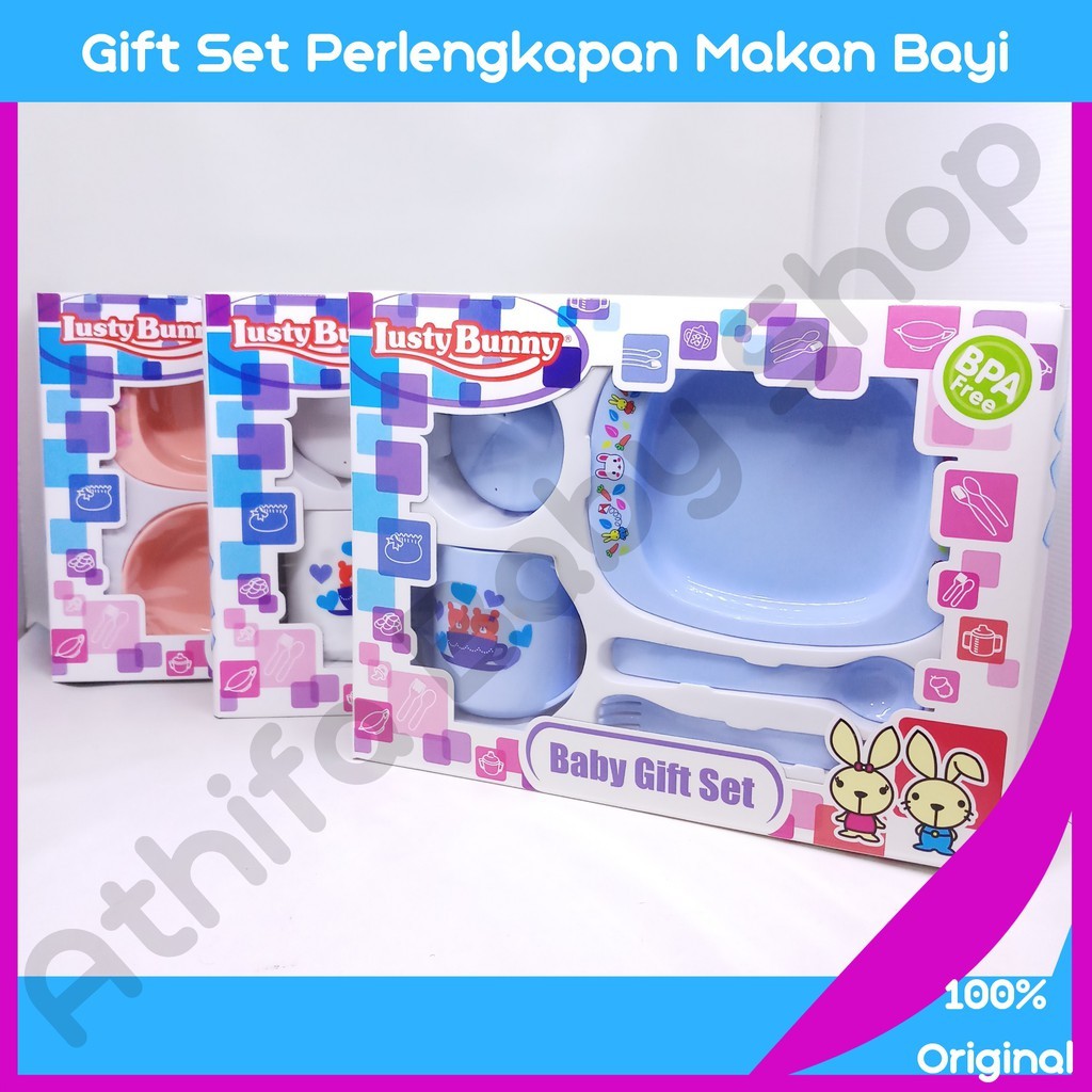 Tempat Makan Lusty Bunny Perlengkapan Makan Bayi Set Feeding Gift Set Baby kado lahiran