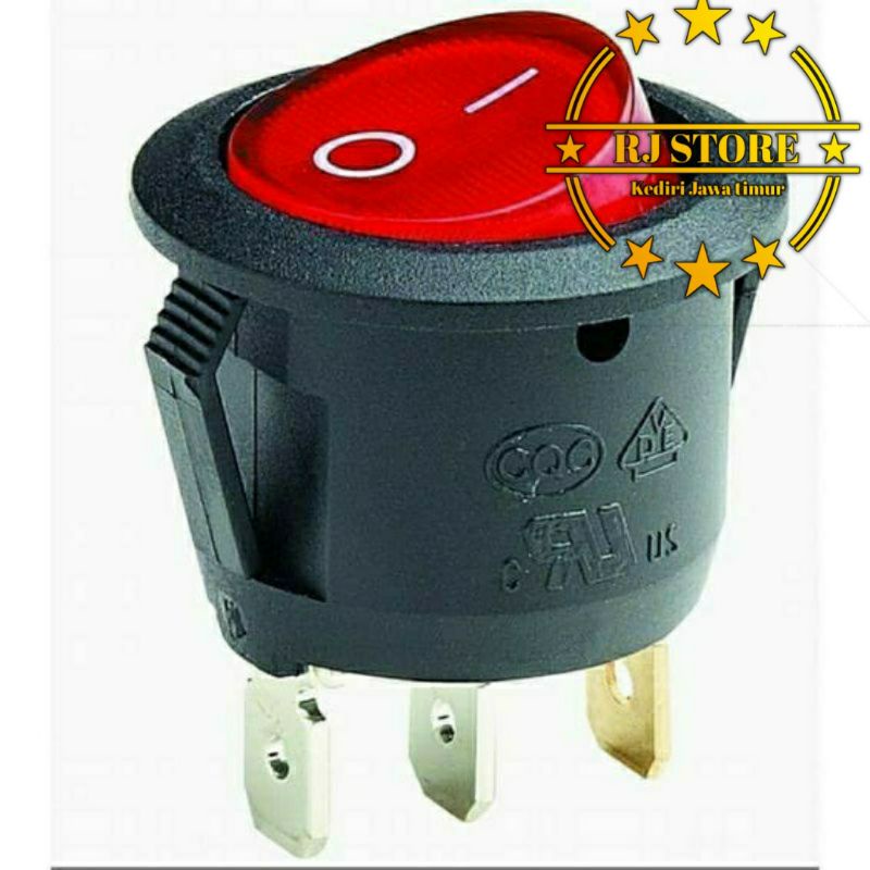 Saklar Switch Bulat 3 pin on off ada lampu