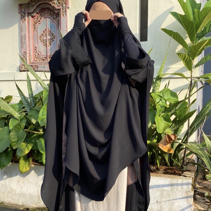 Zahra Khimar Black Marzan UV