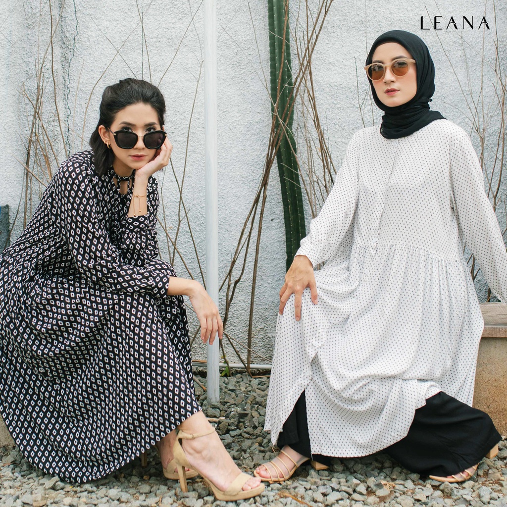 Kiara Tunik Wanita Monokrom Hitam Putih