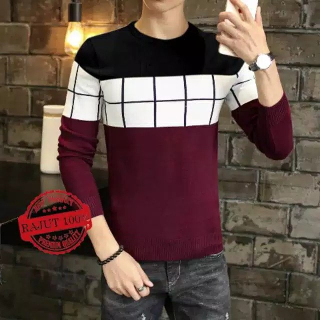 BAJU SWEATER RAJUT PRIA FELIX LENGAN PANJANG