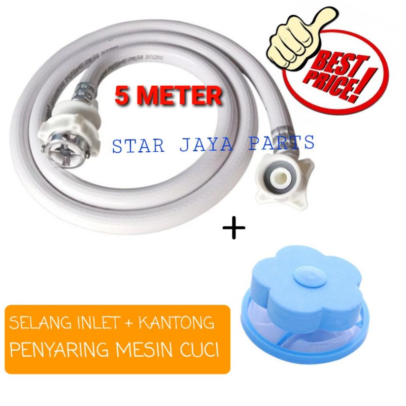 [Set]Selang water inlet 5 meter  + Kantong penyaring mesin cuci otamatis