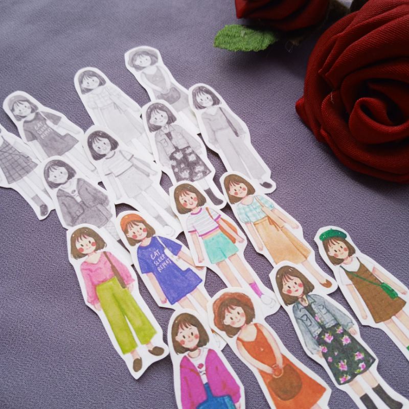 

8pcs STICKER MOTIF OOTD STICKER TUMBLR STIKER HP STIKER JOURNALING STIKER SCRAPBOOK