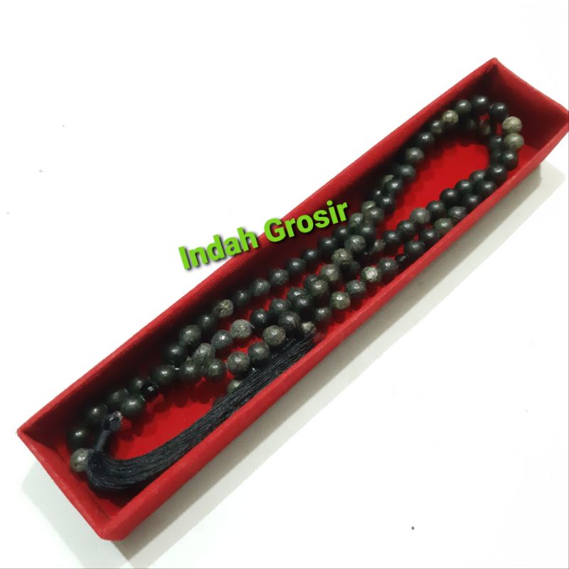 Tasbih Batu Black Jade Dop 8mm 99butir Natural Bonus Kotak