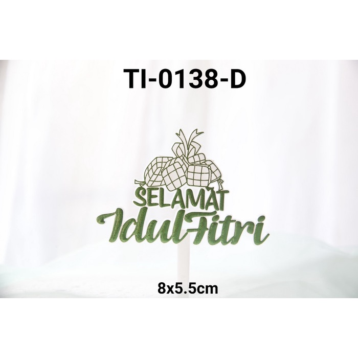 

KUE-PENGHIAS-ALAT- TI-0138-D CAKE TOPPER TULISAN IDUL FITRI LEBARAN KETUPAT HIJAU -ALAT-PENGHIAS-