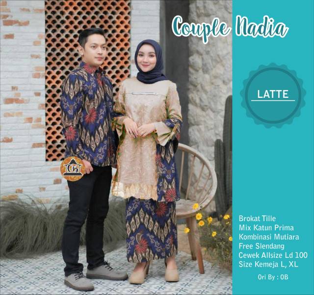 BATIK COUPLE NADIA  SELENDANG MUTIARA sania ruffle - adila couple brokat modern batik modern - BS066