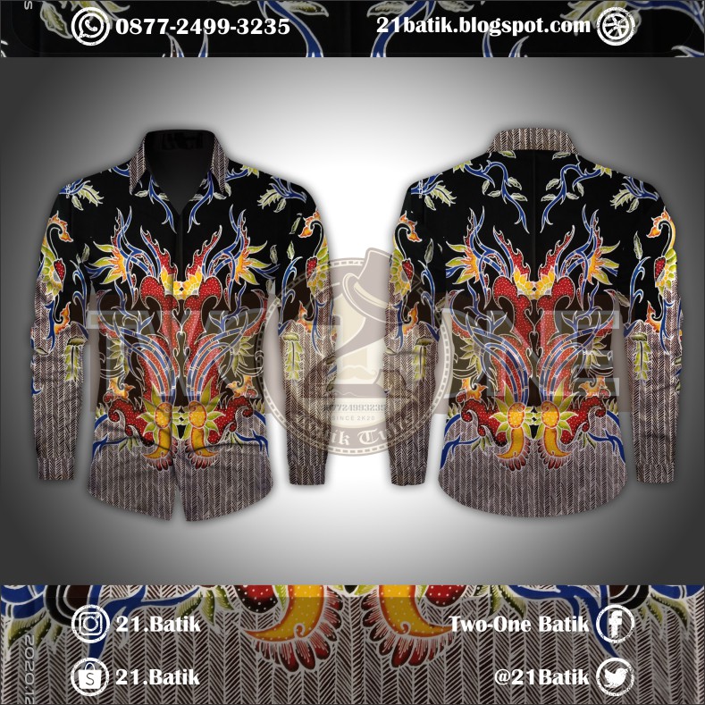 BATIK TULIS PREMIUM HALUSAN KEMEJA PRIA / WANITA FULL ISIAN (WARNA ABU MERAH KUNING BIRU)