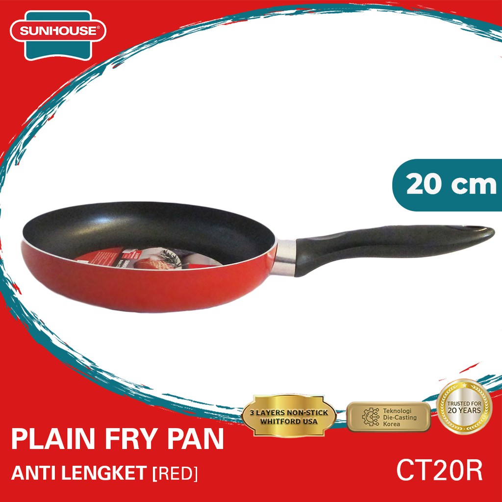 Sunhouse CT20R Frypan Anti Lengket Hitam Merah 20 cm 1 Pcs