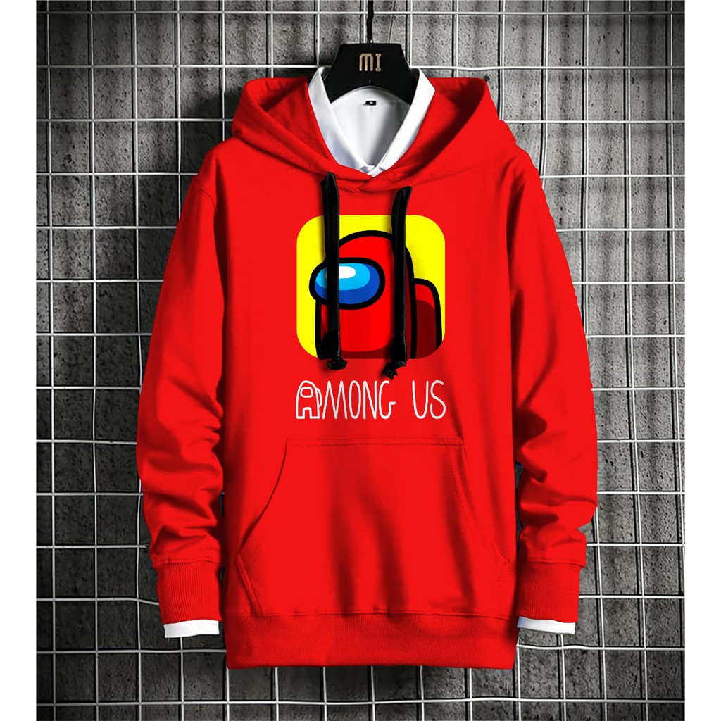 Hoodie Pria / Hodie Pria  / Jaket Pria / Sweater Hoodie ANONG US Red Bahan Fleece Tebal UK L-XL