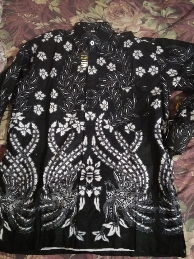 Kemeja Batik Lengan Panjang M L Xl Xxl Jumbo Sogan Halus Kenongo Padi Ulir Megamendung