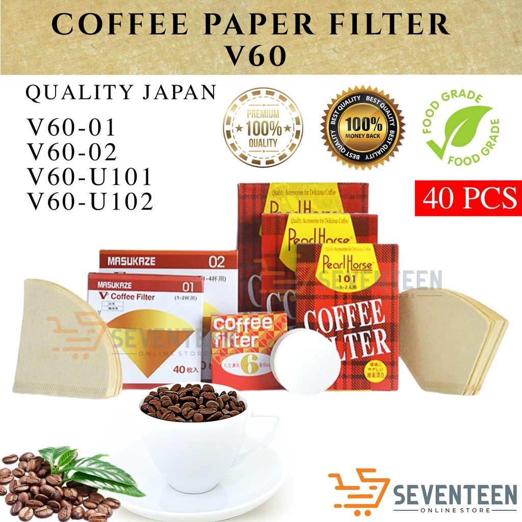 KERTAS PENYARING BUBUK KOPI V60 FOOD GRADE 40 SHEETS SARINGAN KERTAS KOPI V60 01 02 PAPER FILTER V60