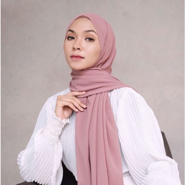 Hijab Pashmina Ceruty Babaydoll 170x75cm Bahan premium / Pasmina warna Dusty Rose Murah