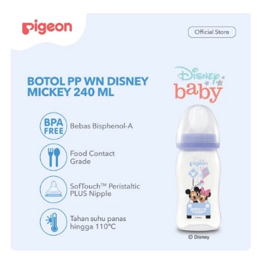 Pigeon Botol PP WN 240 ML Mickey Yellow W/P-PLUS Nipple