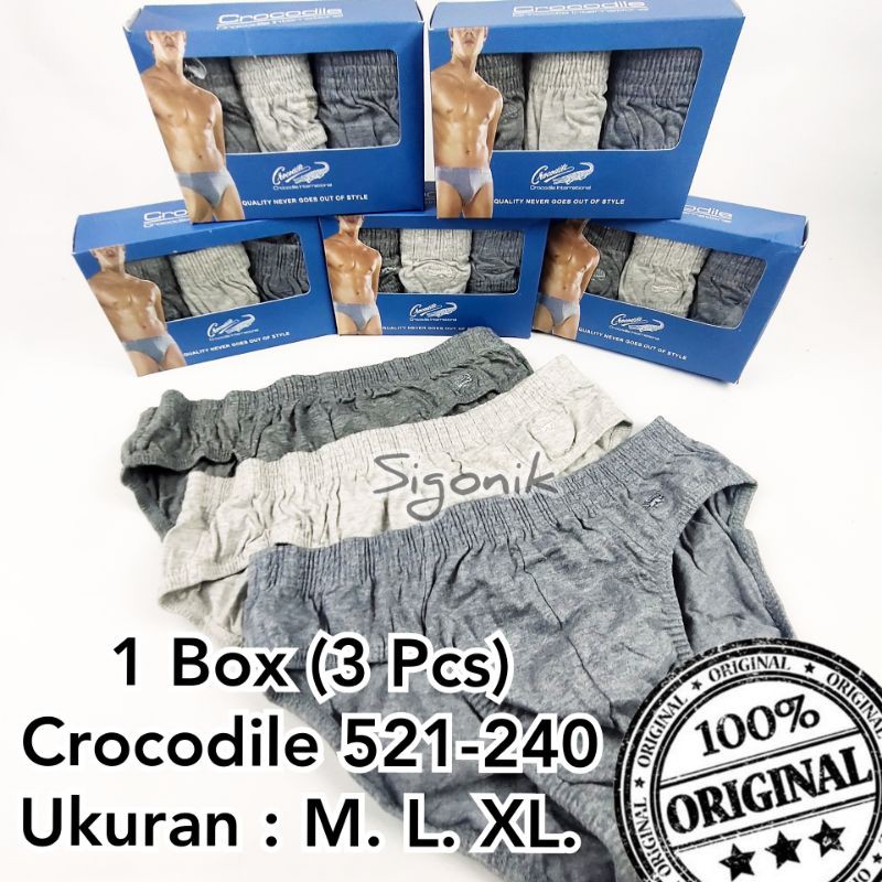 Original CD Celana Dalam Pria Dewasa Crocodile 521-240 M. L. XL. Big Size Ori BriefsMen Underwear