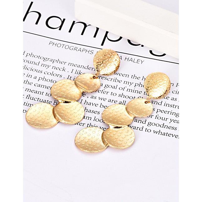 LRC Anting Tusuk Fashion Alloy Round Overlapping Round Earrings F4104X