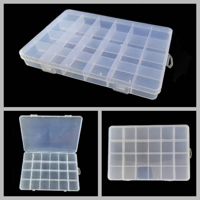 M24 Storage Box Case Organizer 24 Sekat Kotak Penyimpanan Serbaguna - Perhiasan Manik-Manik / Mainan