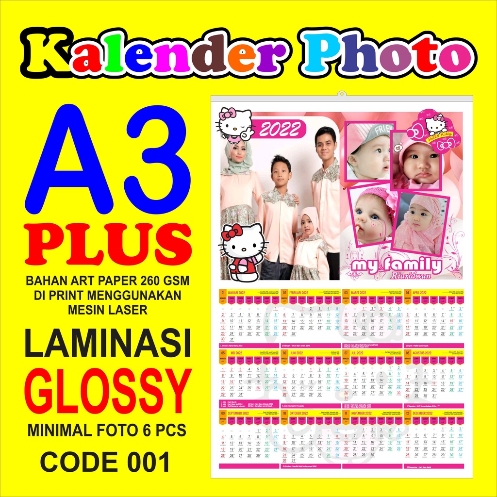 

Kalender Poster Kalender 2022 bisa pakai photo bisa custome desain free packing aman