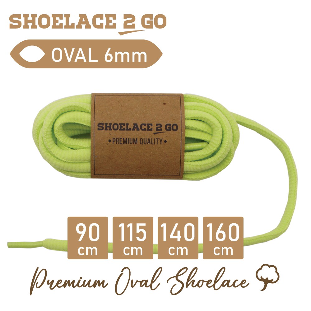 SHOELACE 2 GO PREMIUM TALI SEPATU LONJONG OVAL - SO6 - K1 - LIGHT GREEN - 6MM