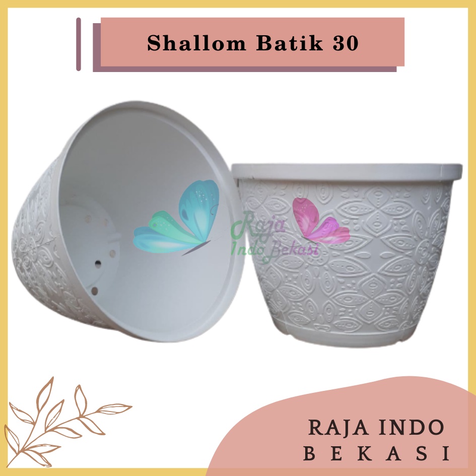 Rajaindobekasi Pot Shallom Batik 30 Putih Pot Bunga Motif Batik Timbul Pot Bunga Besar Murah Tebal Bagus Bukan Pot Shallom Glory Glori 30 35 40