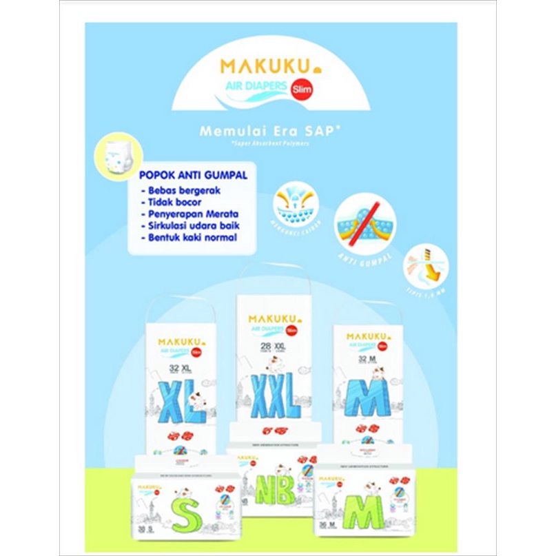 MAKUKU AIR DIAPERS TAPE S38  M36 L34 NB28