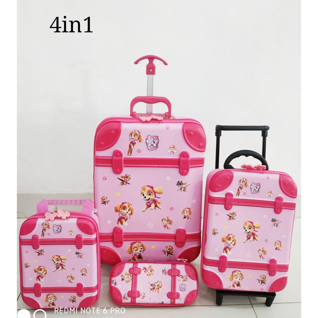 (RK)Tas Troli Anak Perempuan SD Paw Patrol Pink 4in1/ Tas Trolley Anak/ Tas Roda Anak/ Tas Dorong